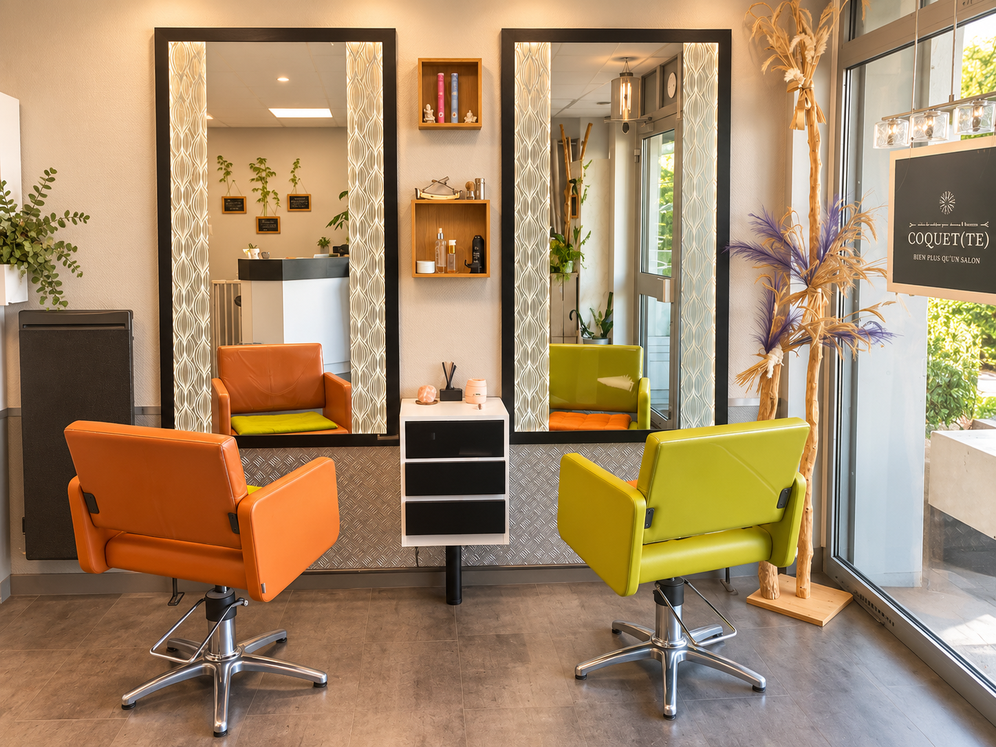 postes de coupe vert et orange
